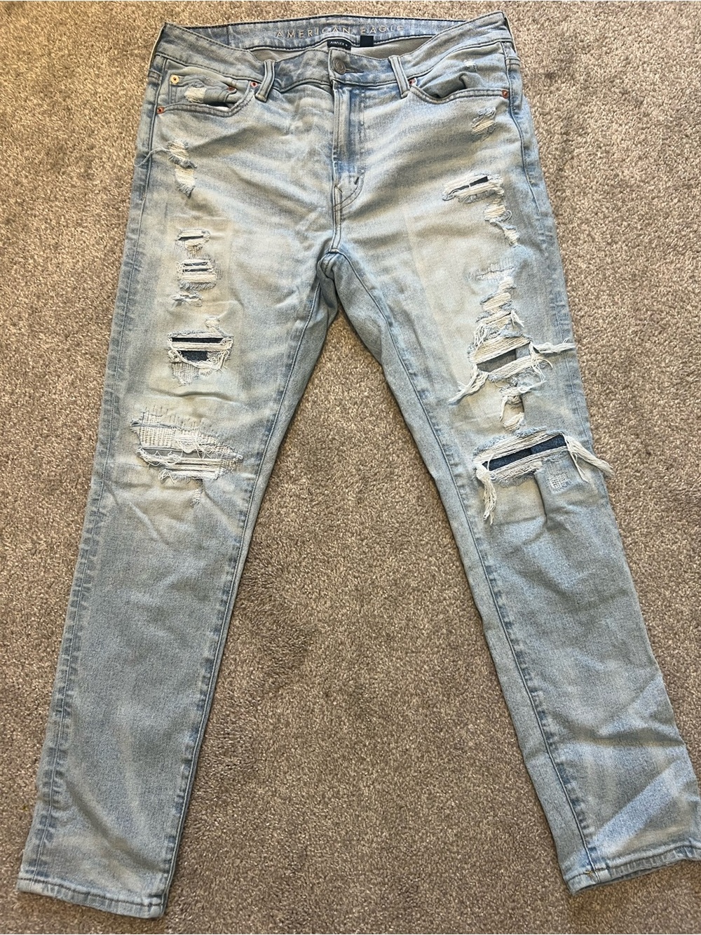 American Eagle Outfitters Light Blue Ripped Skinny Jeans
